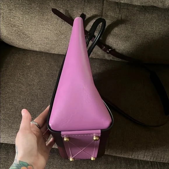 Coach Pink and Brown Satchel with Gold Accents - Picture 13 of 16